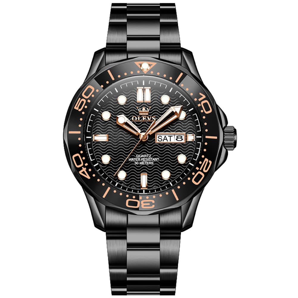 OLEVS 3738 Wave Dial Dive Style Quartz Watch for Men
