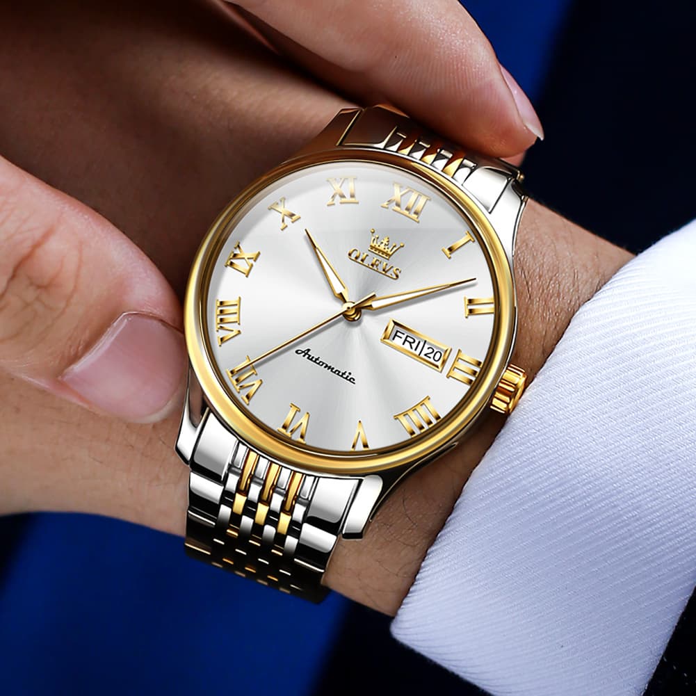 OLEVS Roman Numeral Day Date Automatic Mechanical Watch 9929 for Men