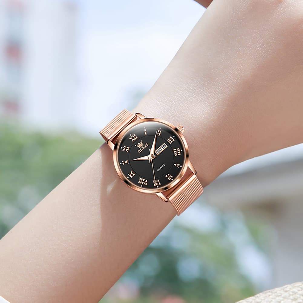 OLEVS 2920 Day Date Quartz Couples Watch Set Men Women