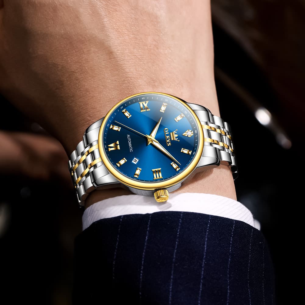 OLEVS 6723 Diamond Roman Numeral Automatic Mechanical Watch For Men
