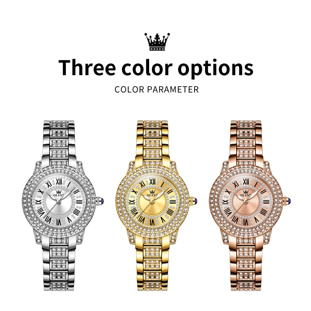 OLEVS 9943 Diamond Paved Dial Luxury Watch for Women