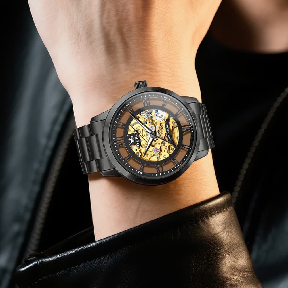 OLEVS 6728 Automatic Skeleton Mechanical Watch For Men