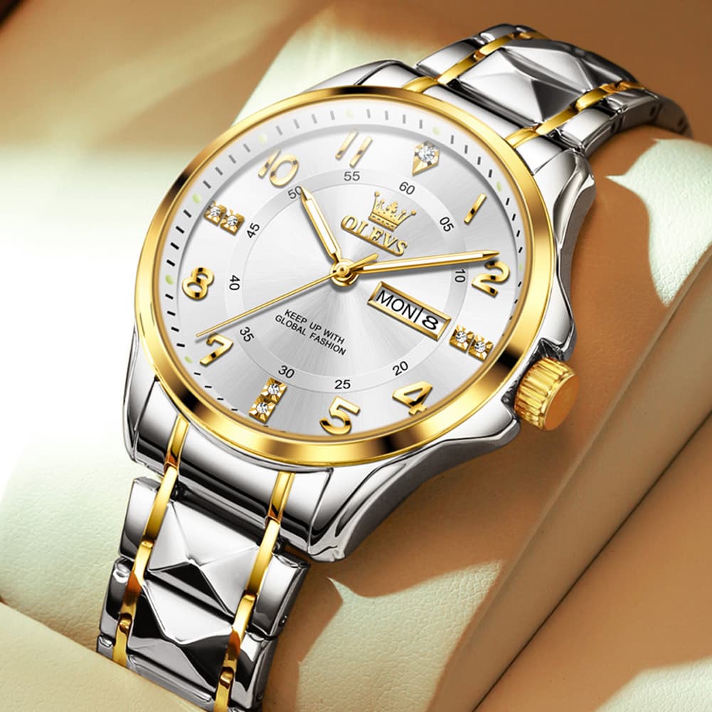 OLEVS 2910 Diamond Day Date Quartz Watch for Men