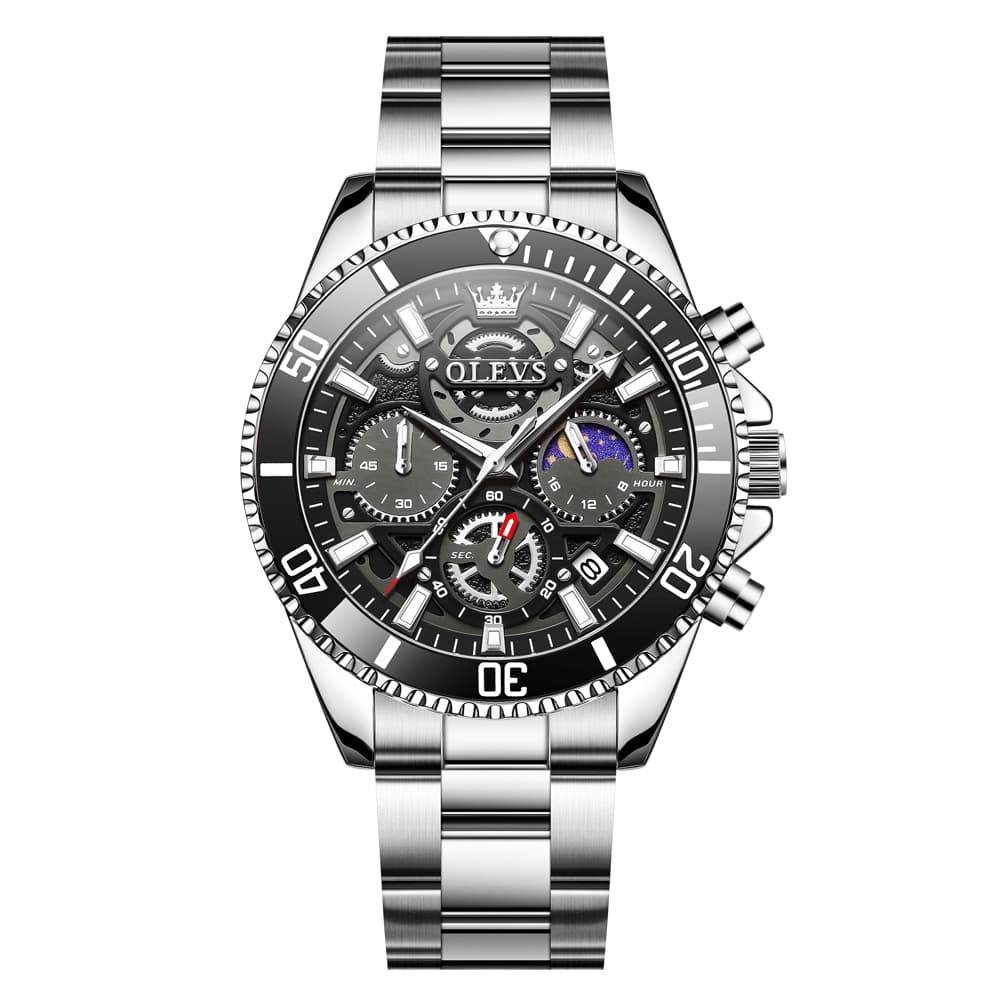 OLEVS 2990 Textured Steel Luminous Sport Watch for Men