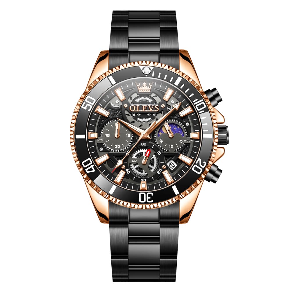 OLEVS 2990 Textured Steel Luminous Sport Watch for Men