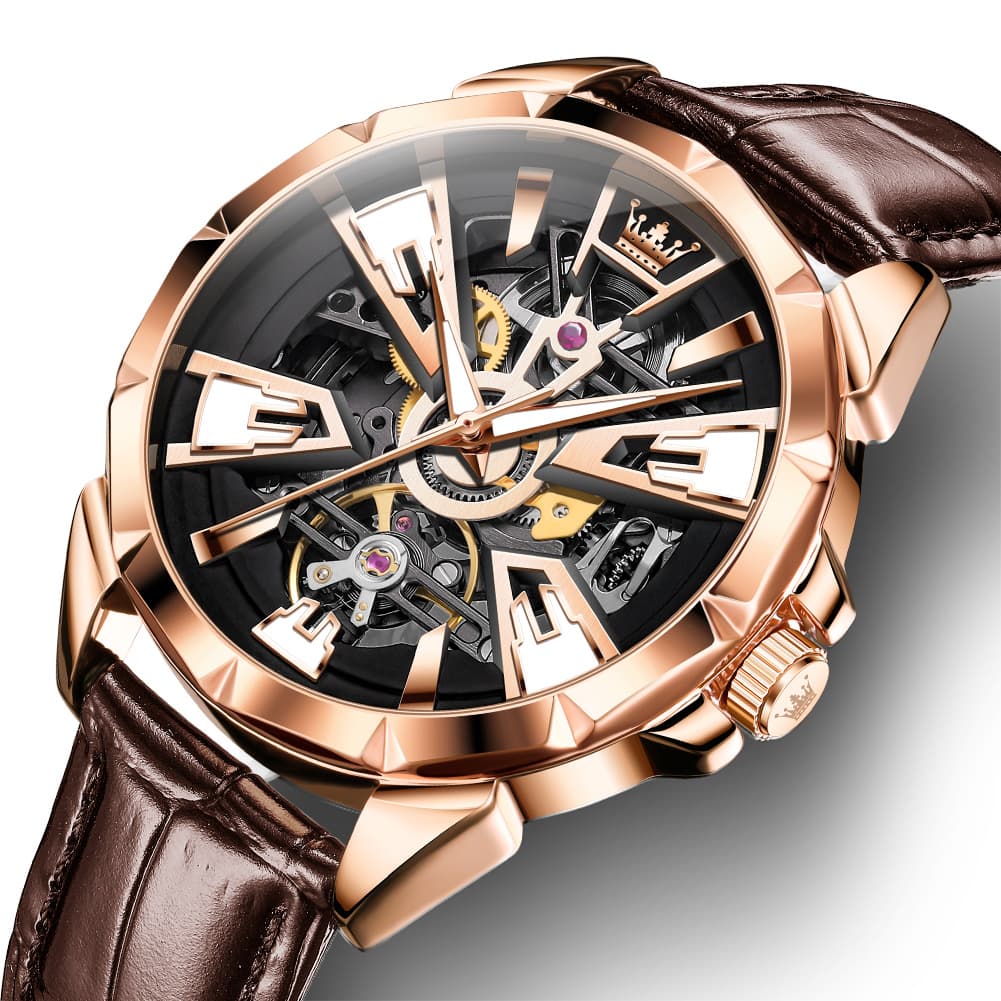 OLEVS 7051 Skeleton Racing Mechanical Watch For Men