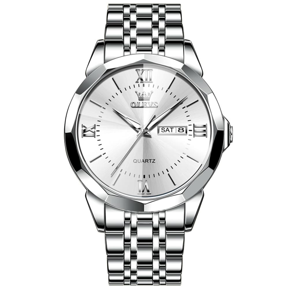 OLEVS 9989 Diamond Cut Glass Couple Dress Watch for Men and Women