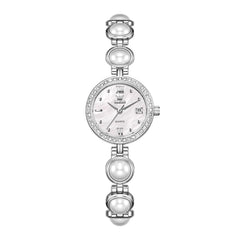 OLEVS 5669 Pearl Bracelet Watch Zircon Bezel Quartz Jewelry Timepiece for Women