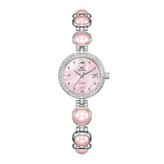 OLEVS 5669 Pearl Bracelet Watch Zircon Bezel Quartz Jewelry Timepiece for Women