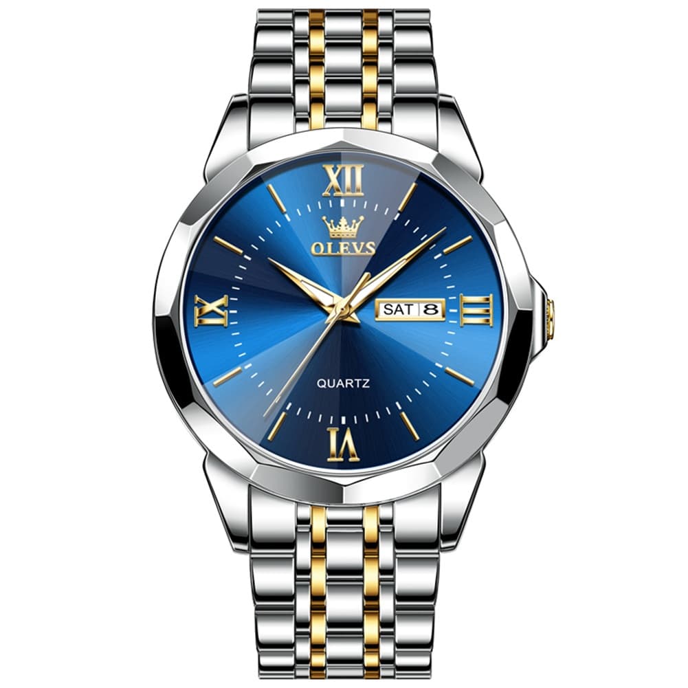 OLEVS 9989 Diamond Cut Glass Couple Dress Watch for Men and Women
