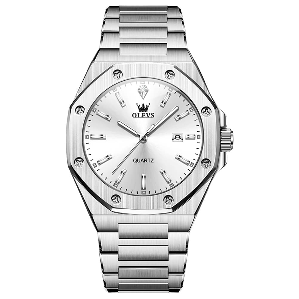 OLEVS 3613 Octagonal Bezel Quartz Steel Watch for Men