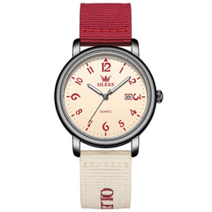 OLEVS 2991 Nylon Strap Casual Retro Quartz Watch for Men and Women