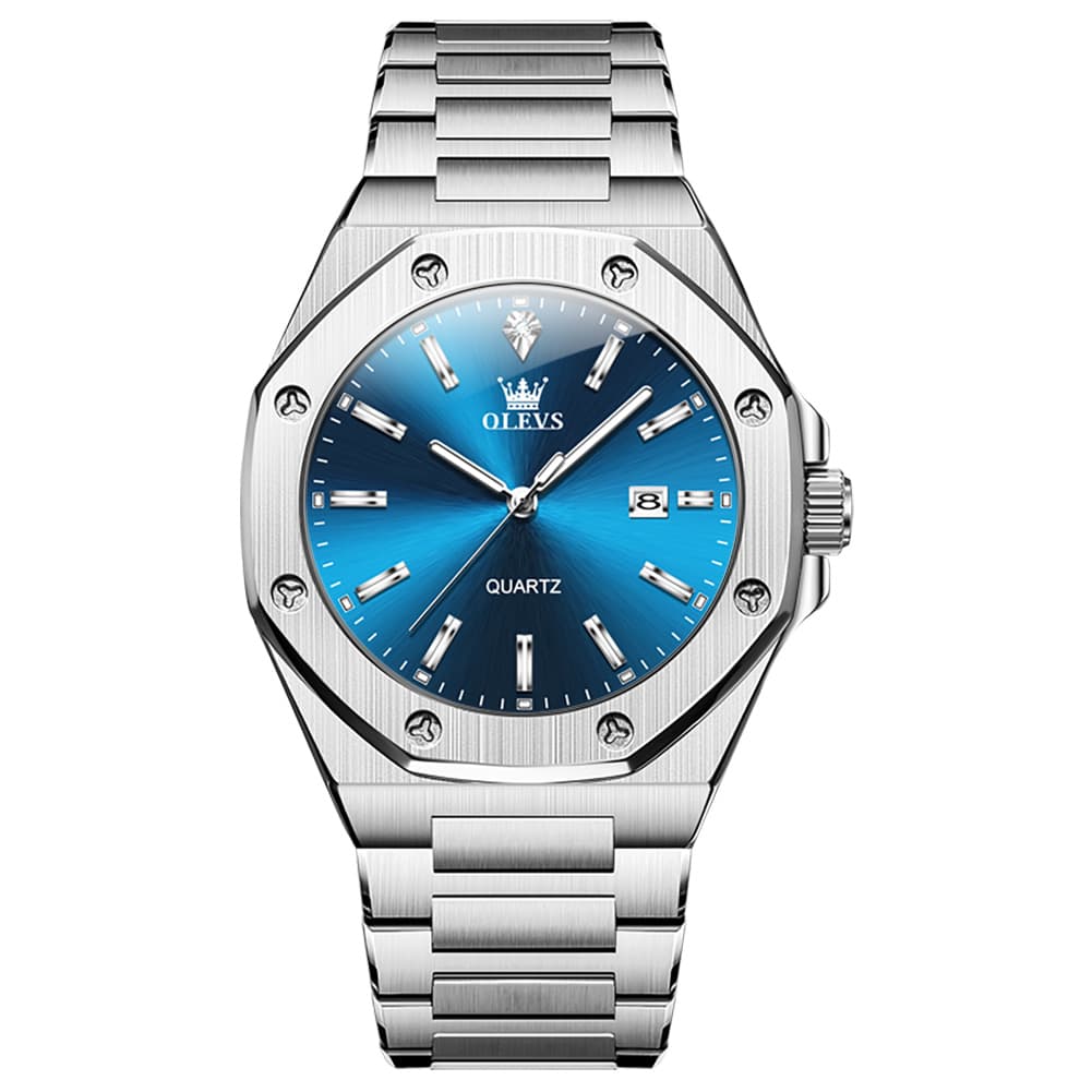 OLEVS 3613 Octagonal Bezel Quartz Steel Watch for Men