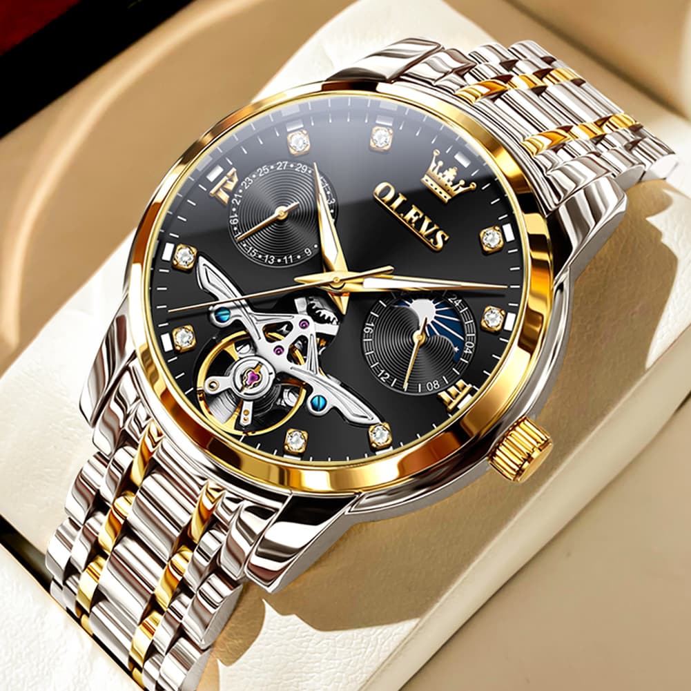 OLEVS 6703 Moon Phase Tourbillon Automatic Mechanical Watch For Men