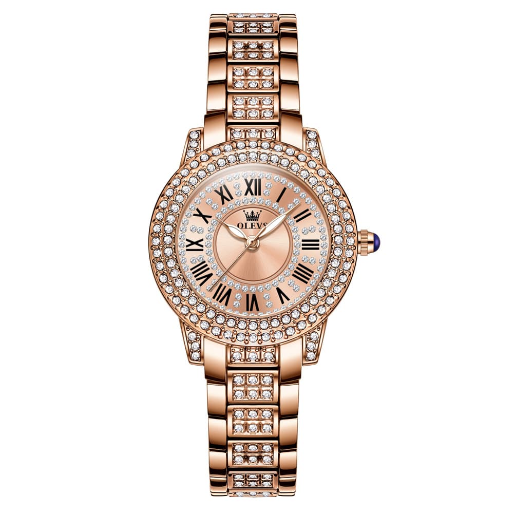 OLEVS 9943 Diamond Paved Dial Luxury Watch for Women