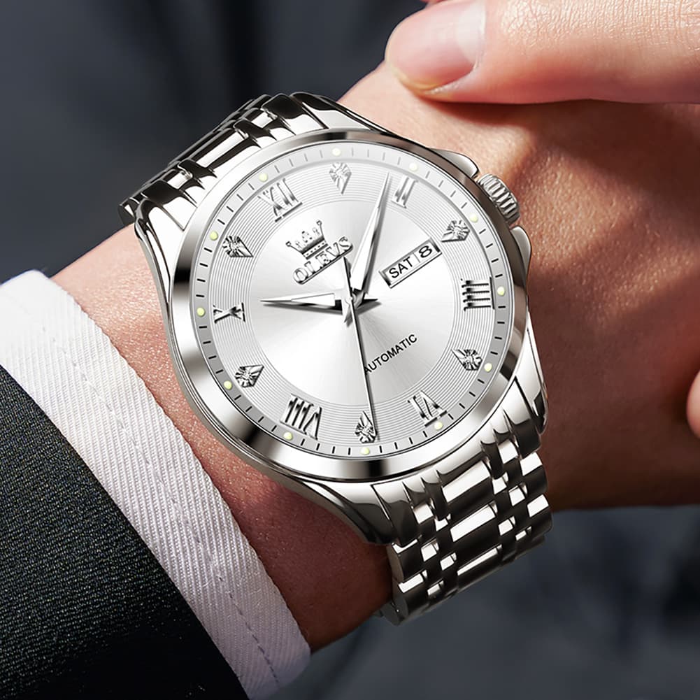 OLEVS 6702 Diamond Dial Automatic Mechanical Watch For Men