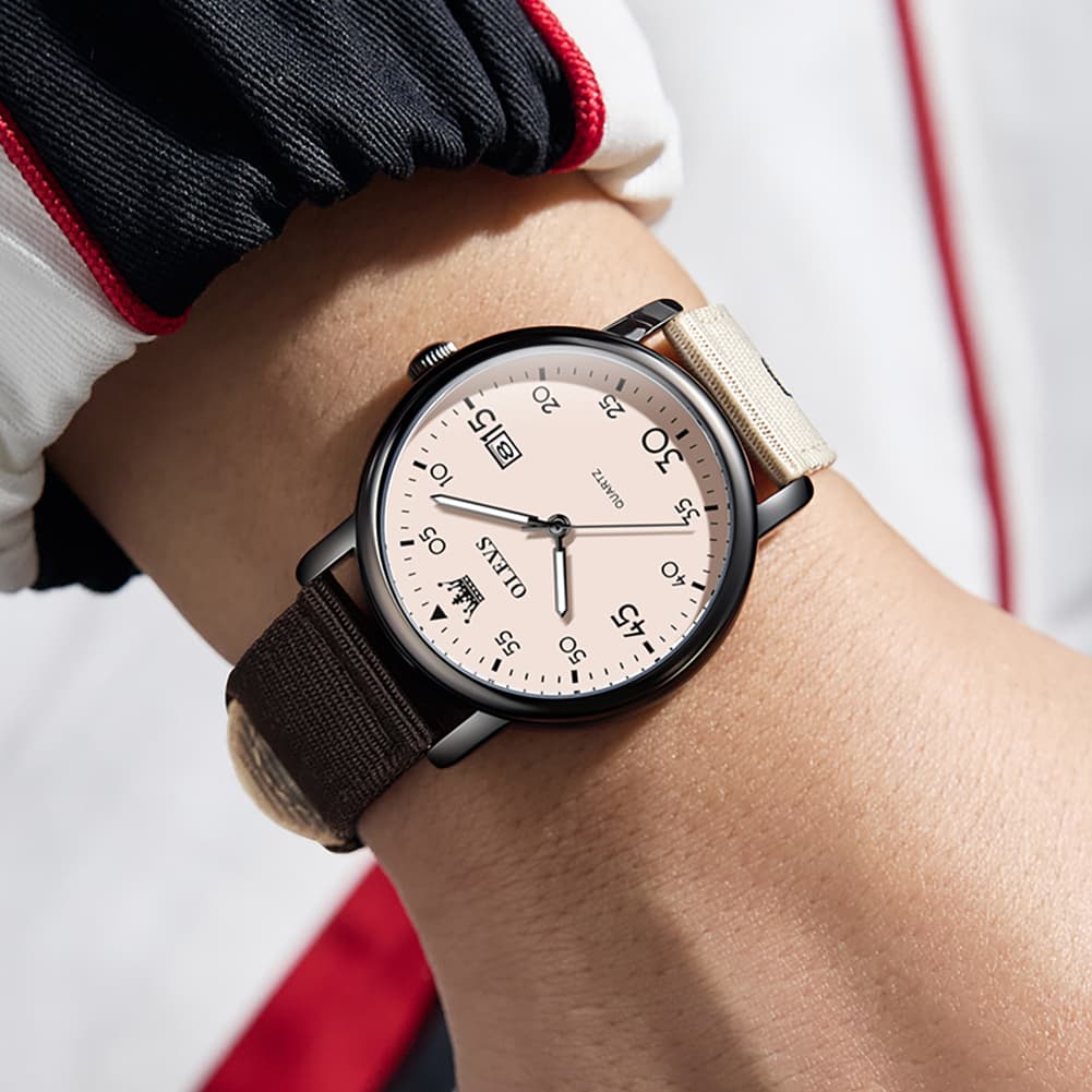 OLEVS 2997 Nylon Strap American Vintage Quartz Watch for Men and Women