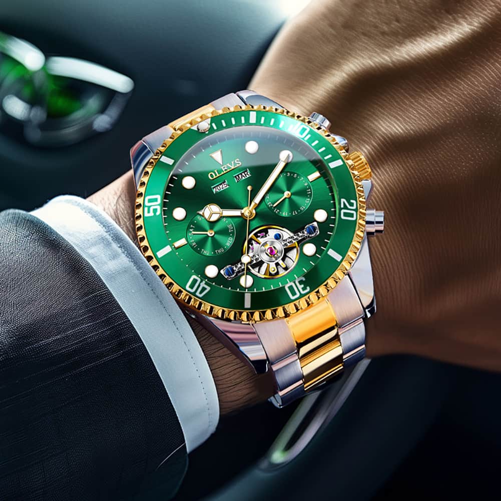 OLEVS 6605 Classic Open Heart Automatic Dive Style Watch for Men