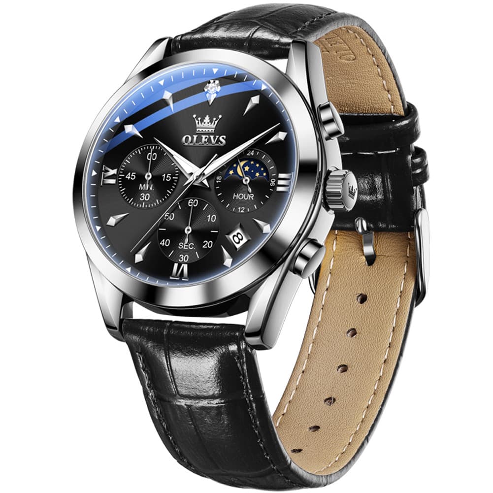 OLEVS 3609 Multifunction Leather Quartz Watch for Men