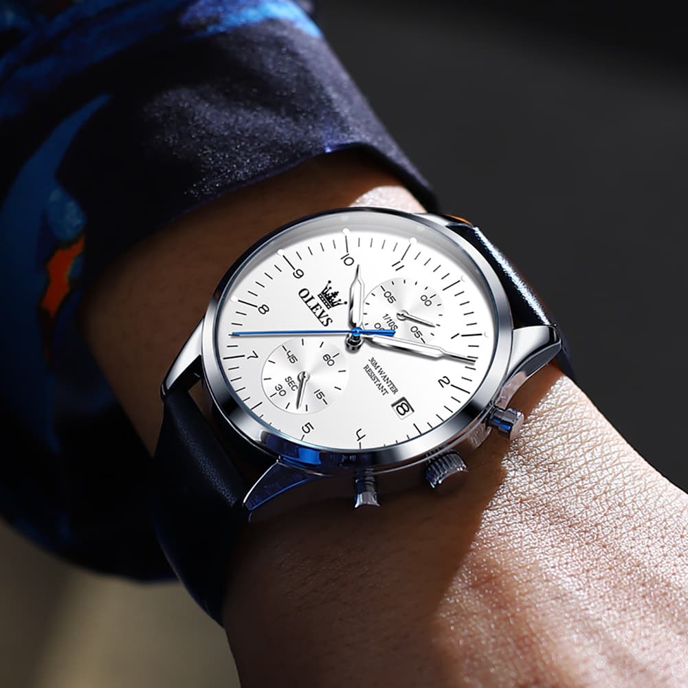 OLEVS 2880 Minimalist Slim Dress Chronograph Watch for Men