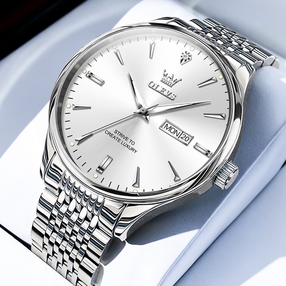 OLEVS 2929 Minimalist Day Date Quartz Watch for Men