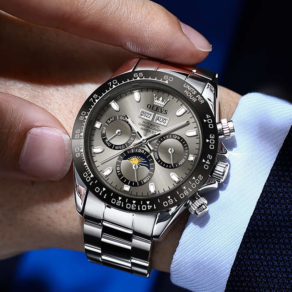 OLEVS 6654 Automatic Mechanical Moon Phase Watch for Men