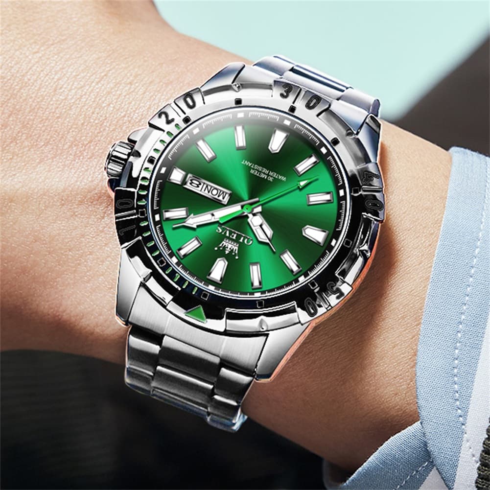 OLEVS Mecha Sport Day Date Watch for Men Stainless Steel 5560