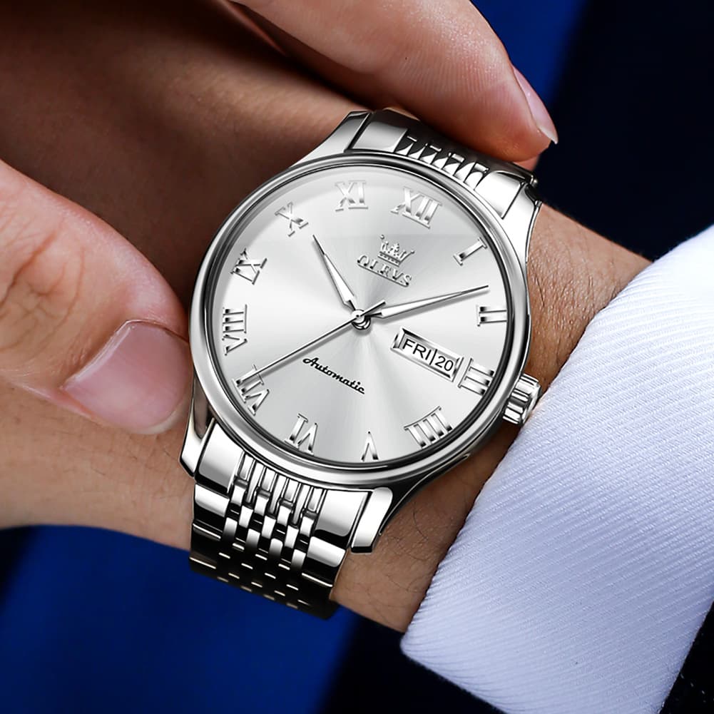 OLEVS Roman Numeral Day Date Automatic Mechanical Watch 9929 for Men
