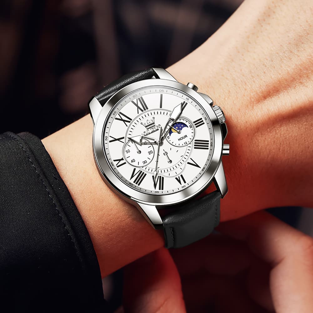 OLEVS 3632 Large Dial Multifunction Quartz Watch for Men