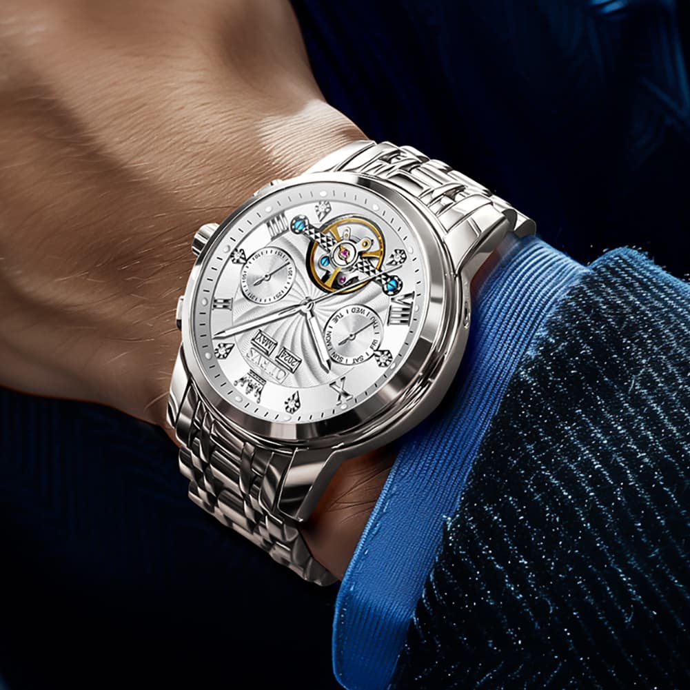 OLEVS 7088 Open Heart Roman Numeral Automatic Watch For Men