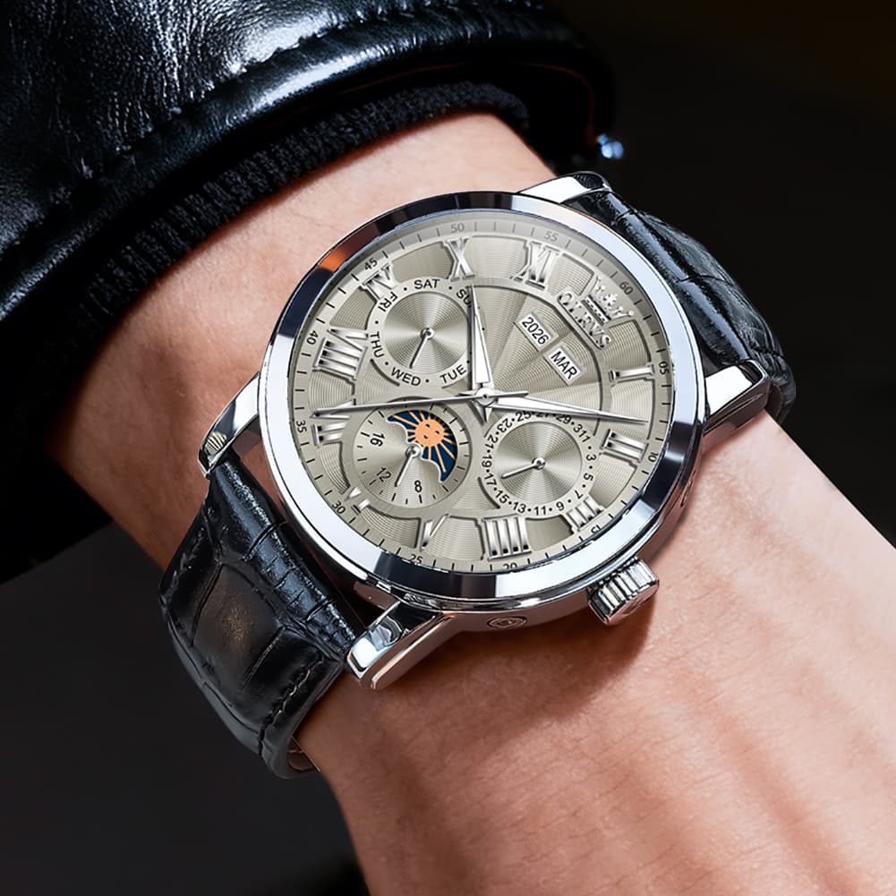 OLEVS 6785 Sun and Moon Multi Function Mechanical Watch for Men