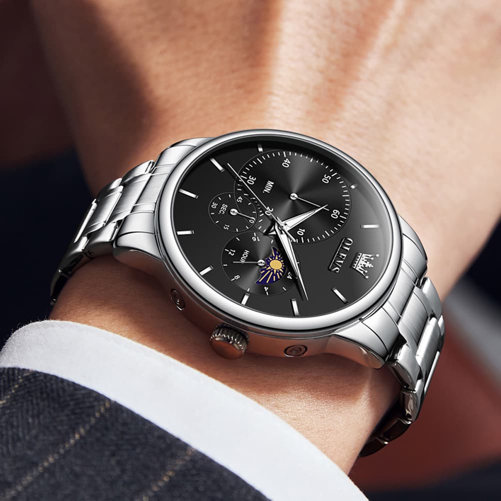 OLEVS 2936 Chronograph Moon Phase Quartz Watch for Men