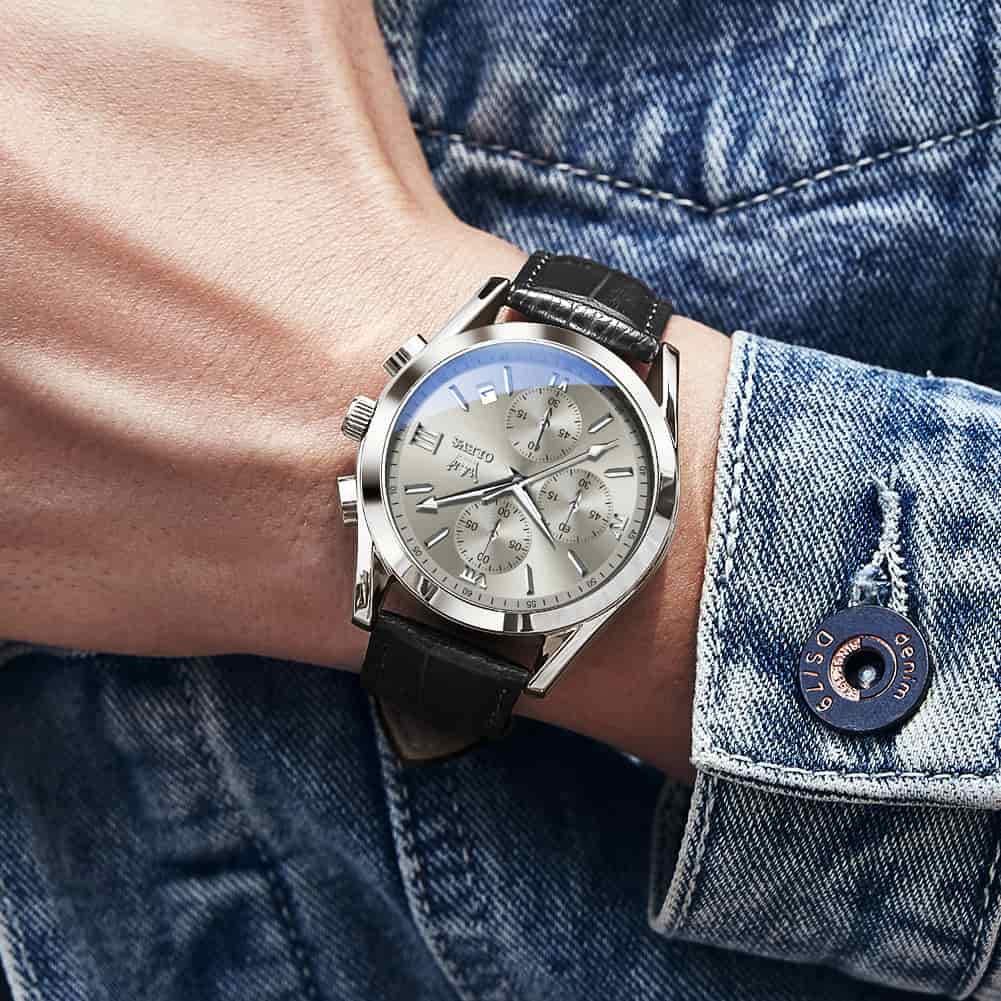 OLEVS 2872 Sophisticated Chronograph Leather Watch for Men