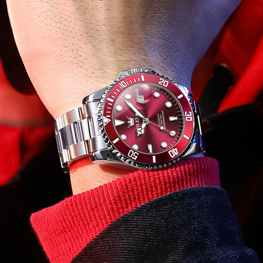 OLEVS 6650 Stainless Steel Mechanical Dive Watch for Men