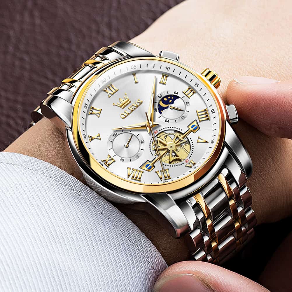 OLEVS 2859 Luxury Moon Phase Chronograph Quartz Watch for Men