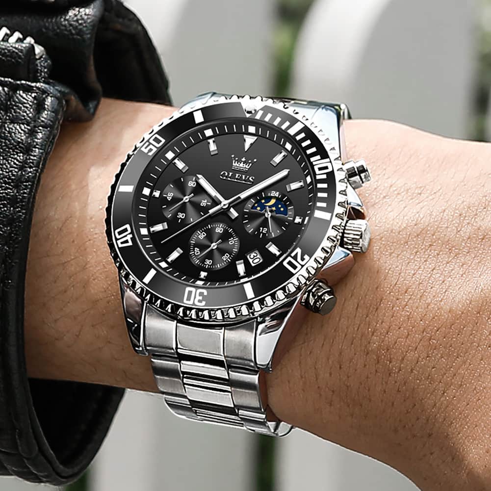OLEVS 2870 Luxury Moon Phase Dive Chronograph Watch for Men