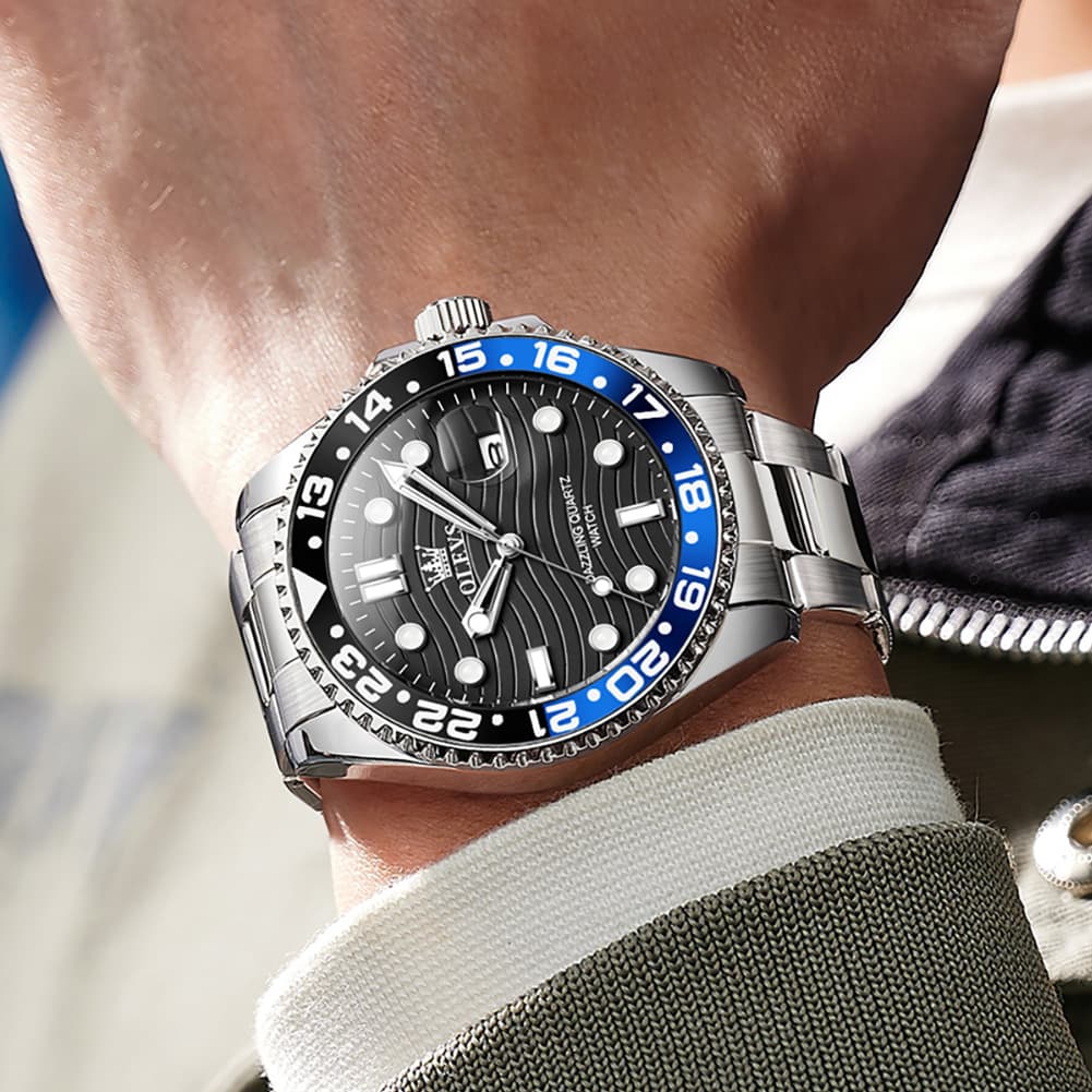 OLEVS 3610 Dive Style Steel Quartz Watch for Men