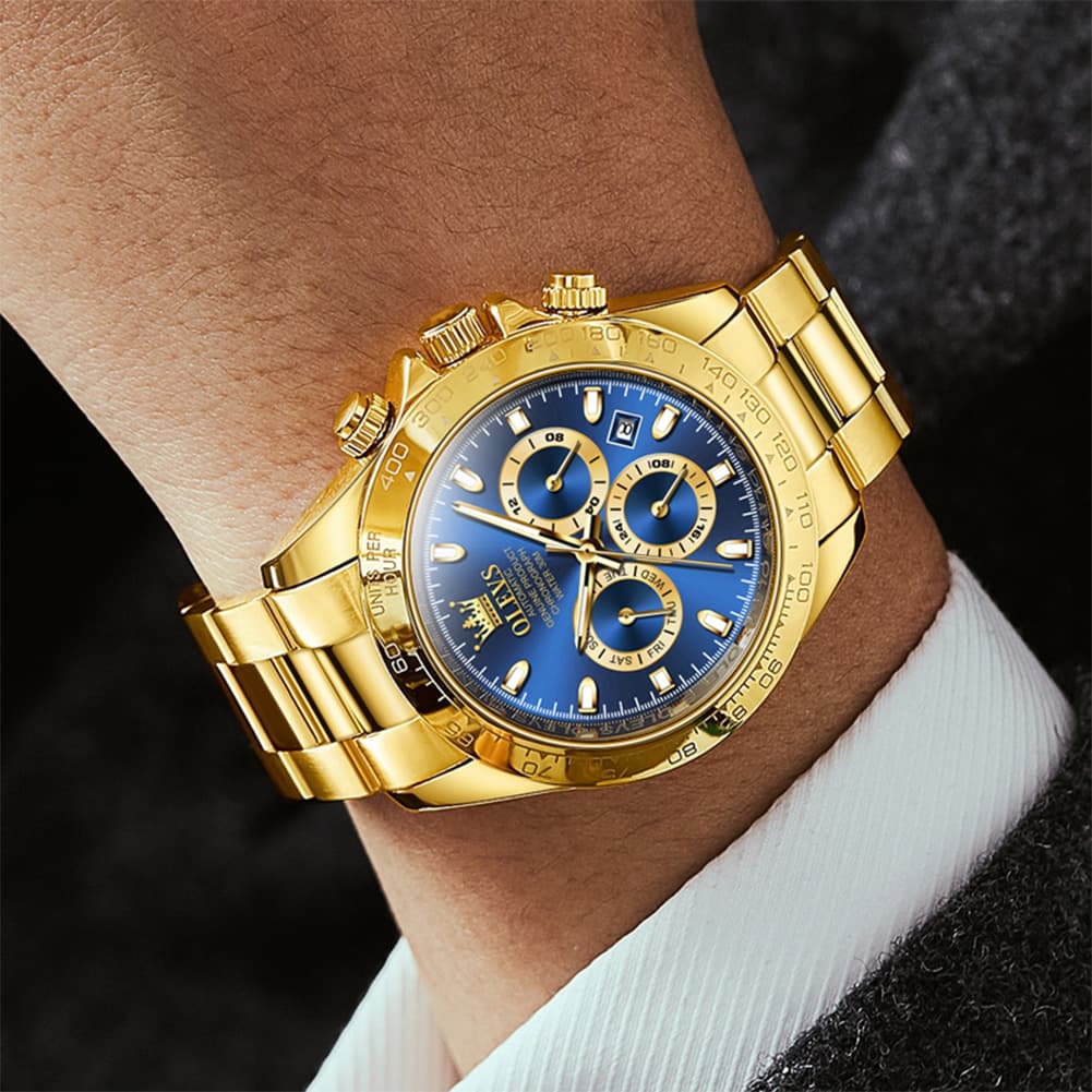 OLEVS 6638 Stainless Steel Chronograph Tachymeter Watch for Men