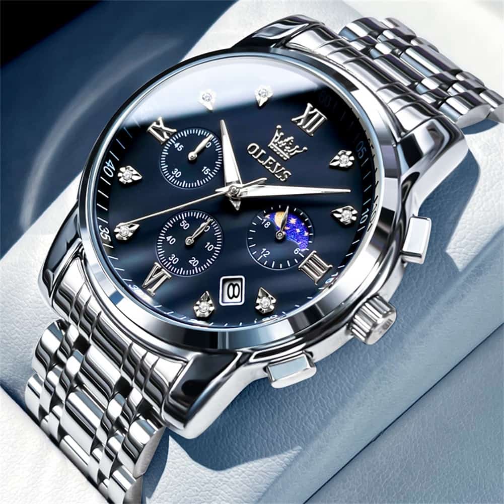 OLEVS 2858 Luxury Moon Phase Chronograph Watch for Men