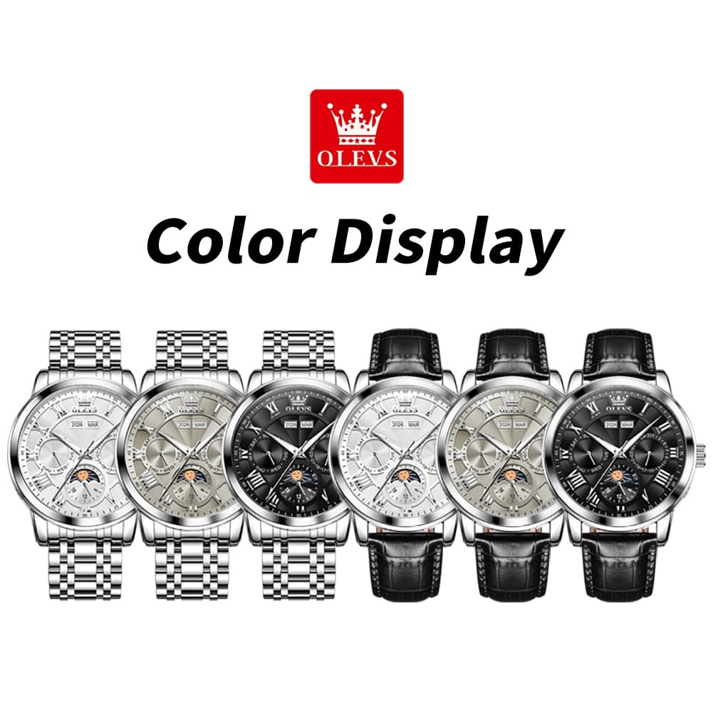 OLEVS 6785 Sun and Moon Multi Function Mechanical Watch for Men