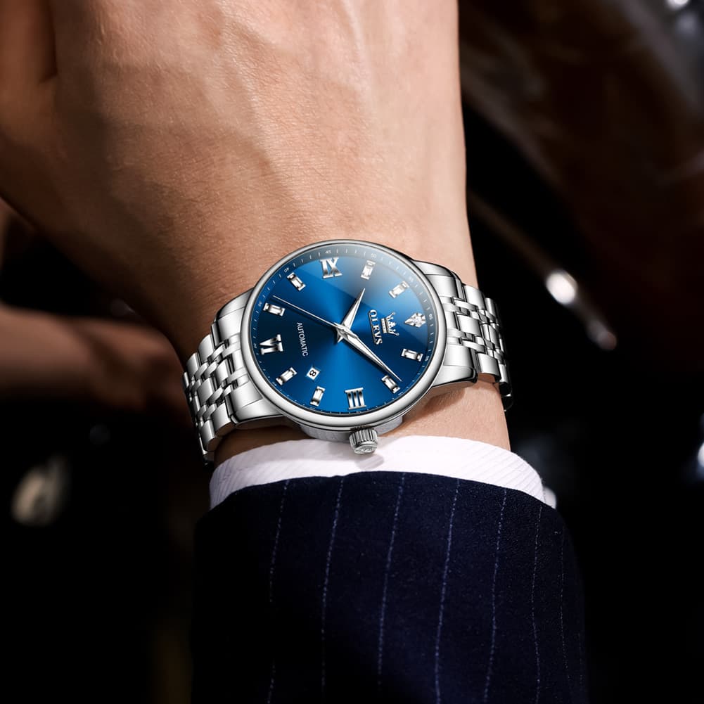 OLEVS 6723 Diamond Roman Numeral Automatic Mechanical Watch For Men