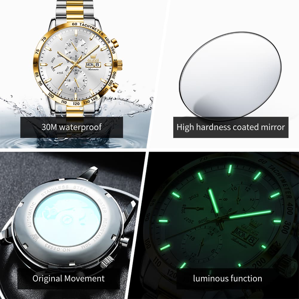 OLEVS 6683 Multifunction Automatic Steel Watch for Men