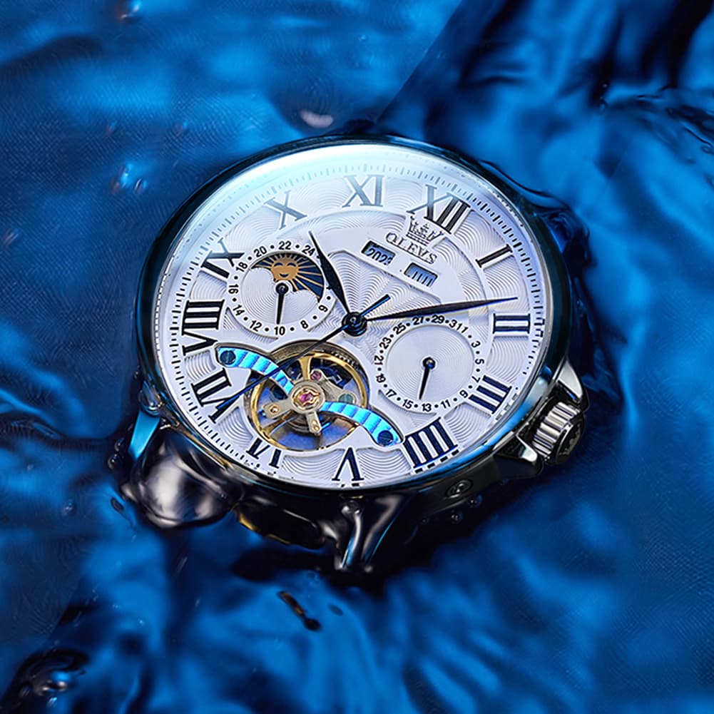 OLEVS 7013 Multi Function Sun and Moon Mechanical Watch for Men