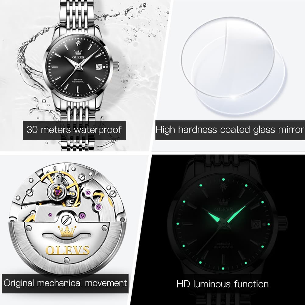 OLEVS 6635 Stainless Steel Automatic Mechanical Watch for Women