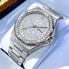 OLEVS Iced Out Diamond Octagonal Automatic Mechanical Watch 9803 for Men