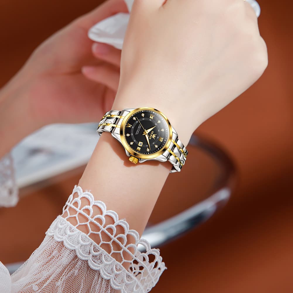 OLEVS 2906 Diamond Day Date Couples Watch Set Men Women