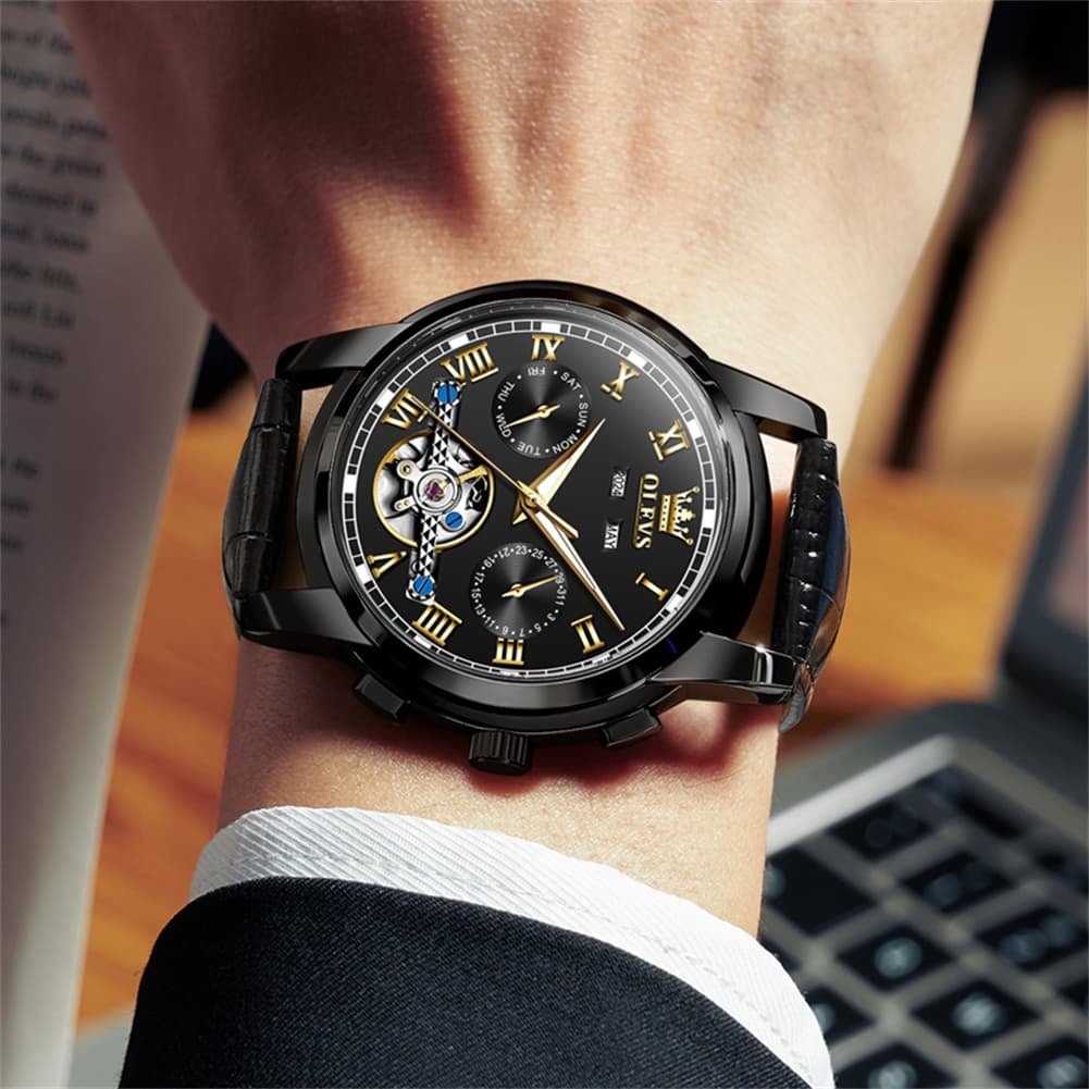 OLEVS 6607 Automatic Mechanical Tourbillon Design Watch for Men