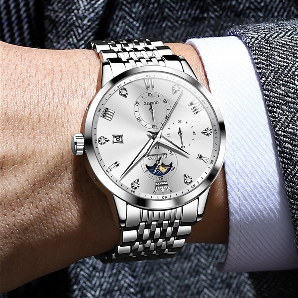 OLEVS 2925 Luminous Moon Phase Quartz Watch for Men