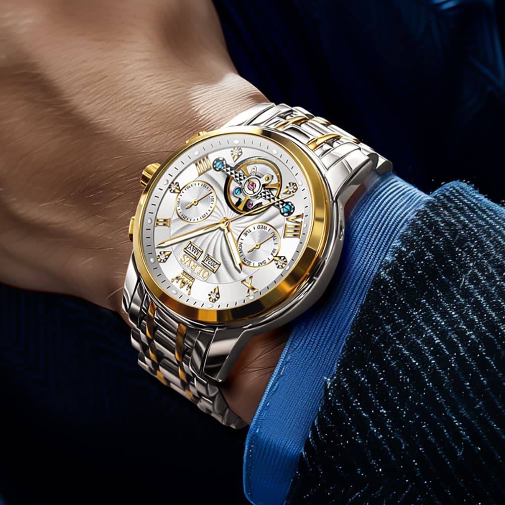 OLEVS 7088 Open Heart Roman Numeral Automatic Watch For Men