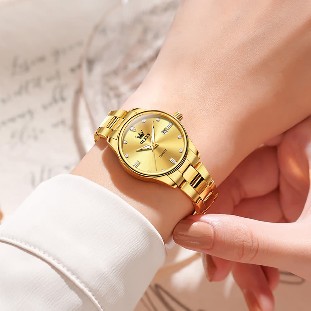 OLEVS 3621NS Minimalist Diamond Quartz Steel Watch for Women